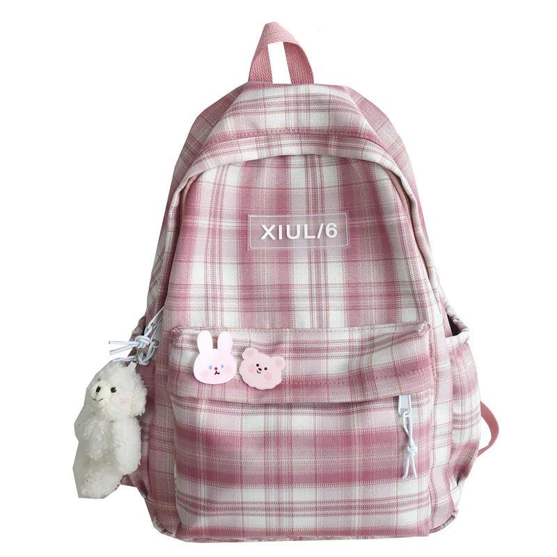 TSB30 Cool Backpacks - Fashion Plaid Nylon Travel Bag for Girls - Touchy Style