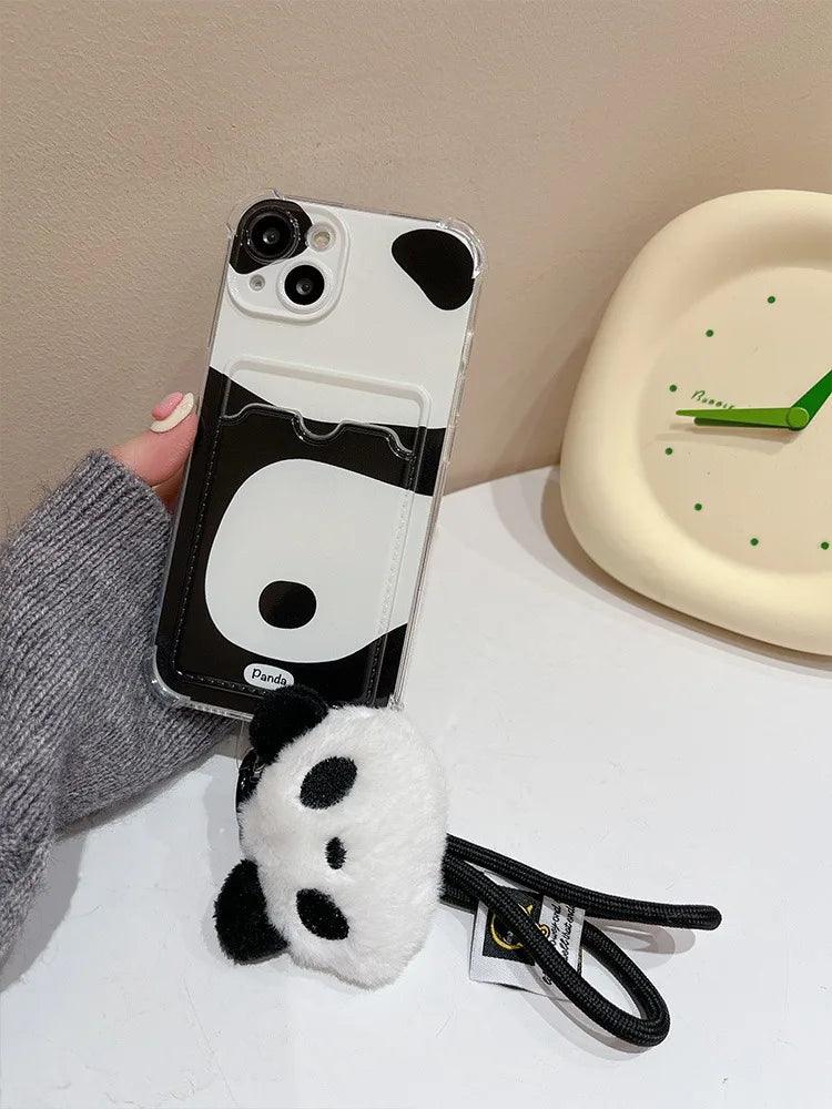 Cute Phone Cases for iPhone 15 Pro Max, 14, 13, 12, and 11 - Lovely Panda - Card Slot - TSP267