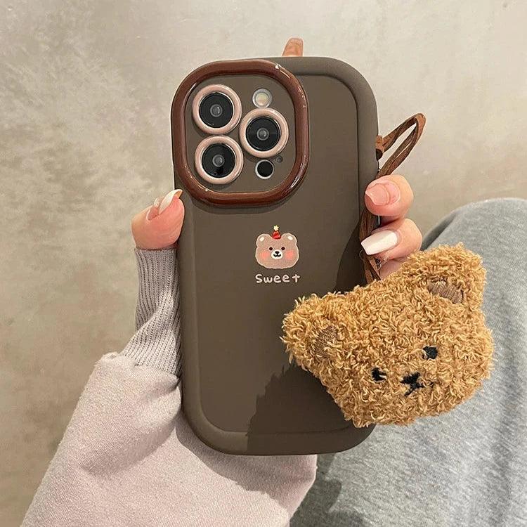 Cute Lucky Bear Candy Phone Case for iPhone 11, 12, 13, 14, 15 Pro Max