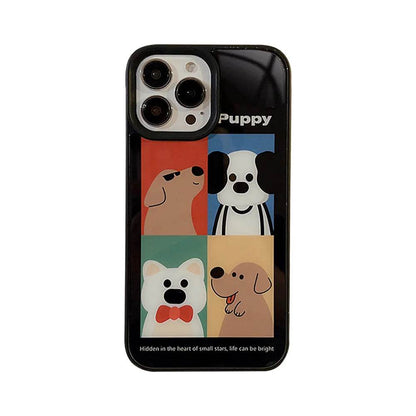 Cute Phone Cases For iPhone 16, 15, 14, 13, 12 Pro Max - Cartoon Puppy Illustration Art - Bracelet Pendant - Glass Shell Cover - CC5240 - Touchy Style