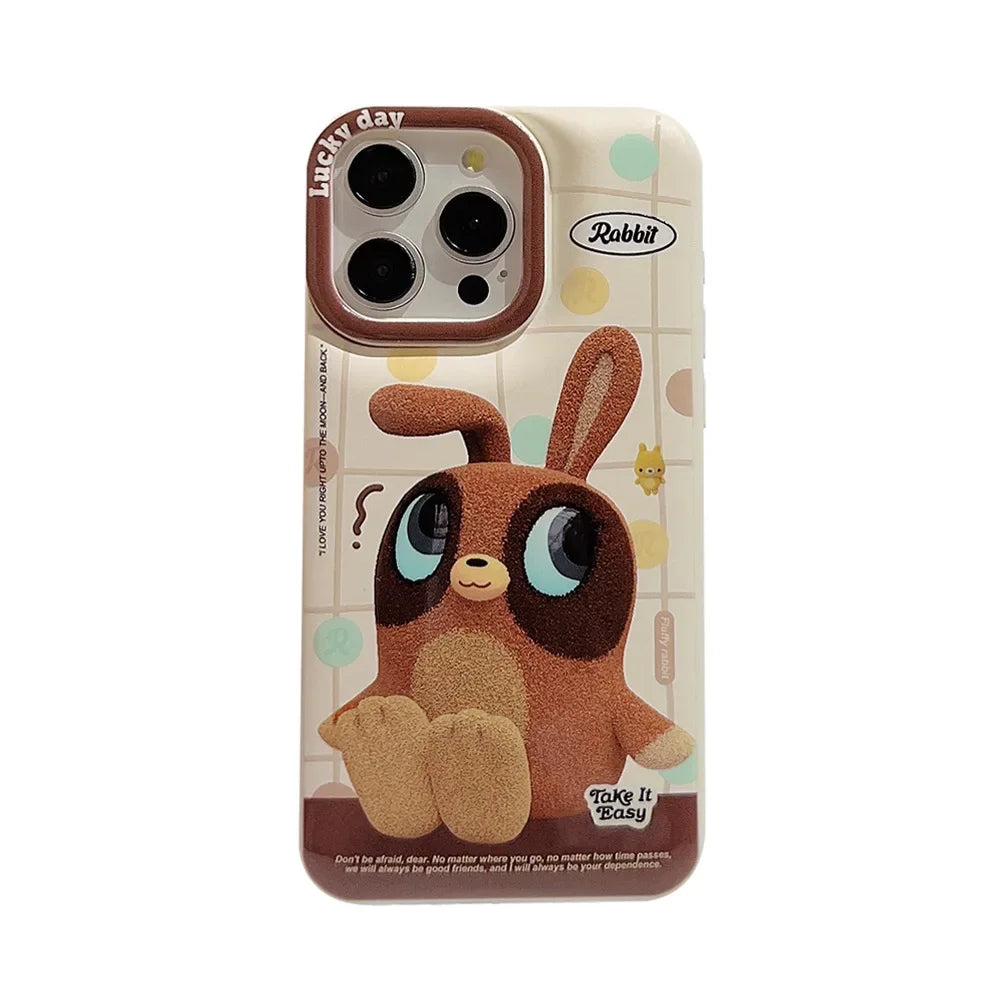 Cute Phone Cases For iPhone 16, 15, 14, 13, 12, 11 Pro Max, Xr, 16 Plus - Funny Bee Bunny Rabbit Cartoon Cover - IC6530