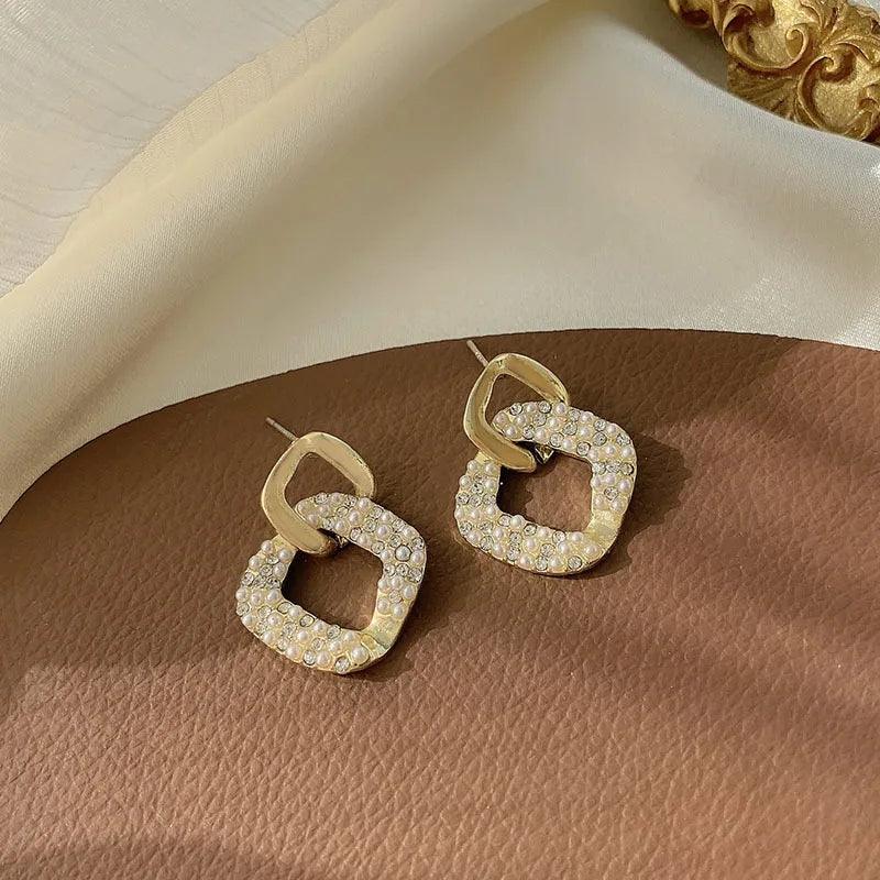 Charming Korean Earrings with White Pearls for Women - Charm Jewelry R1240