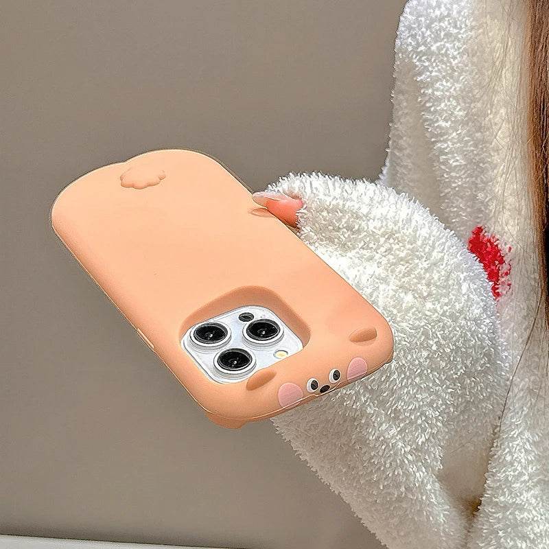 Cute Phone Cases For iPhone 16 Pro Max, 15, 13, 14 - 3D Milk Tea Bear - Soft Silicone Cover Shell - PC1010 - Touchy Style