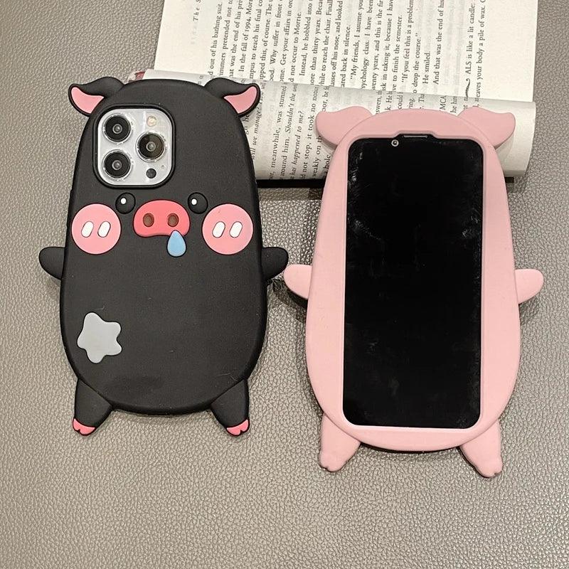 Cute Phone Cases For iPhone 14, 12, 11, 13, 15 Pro Max - Cartoon Funny Snot Pig - Soft Cover - TSP252