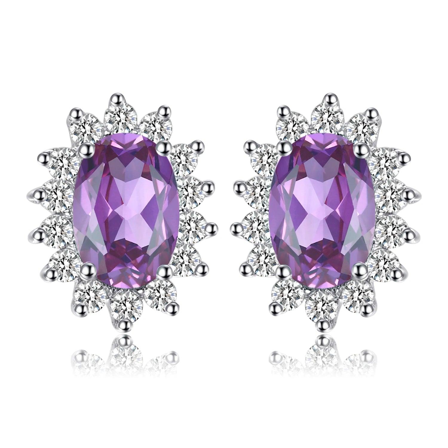 JPECJ258 Stud Earrings Charm Jewelry - Created Sapphire Ruby 925 Sterling Silver