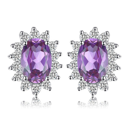 JPECJ258 Stud Earrings Charm Jewelry - Created Sapphire Ruby 925 Sterling Silver