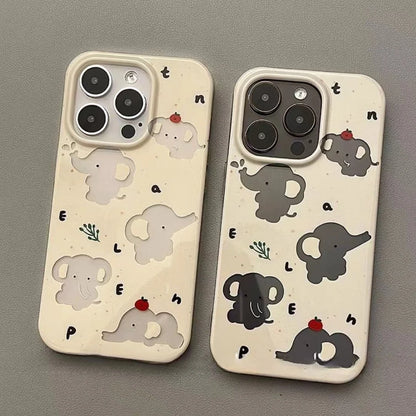 Cute Phone Cases For iPhone 15 Pro Max, 14, 13, 12, and 11 - Cartoon Hollow Out Elephant - TSP265