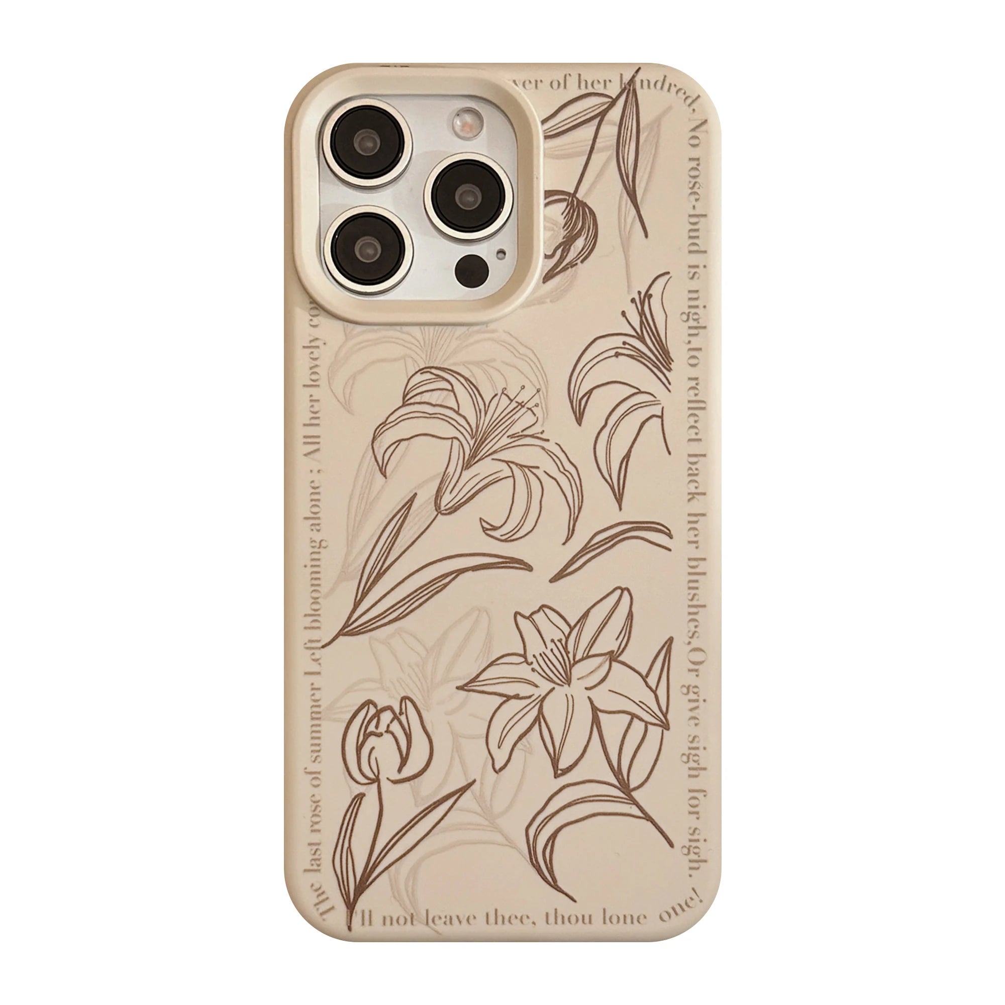 Cute Phone Cases For iPhone 16, 15, 14, 13 Pro Max - Artistic Lily Flower Pattern - Chic Back Cover - PC006