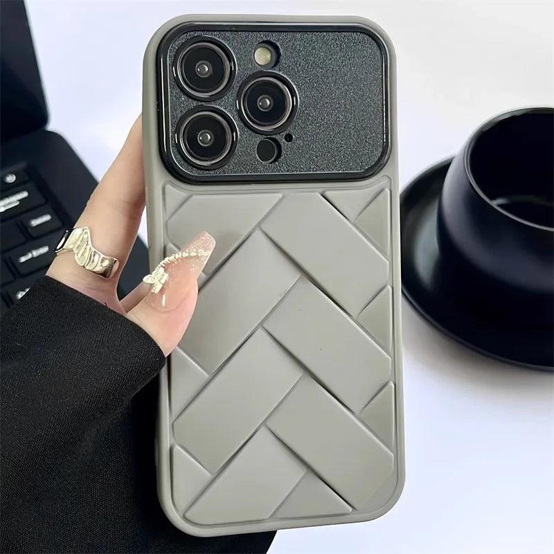 Cute Soft Weave Pattern Phone Case for iPhone 15, 11-14 Pro Max