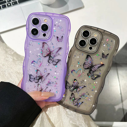 Cute Phone Cases: Bling Glitter Butterfly Bumper for iPhone 7-15 Pro Max - TSP308