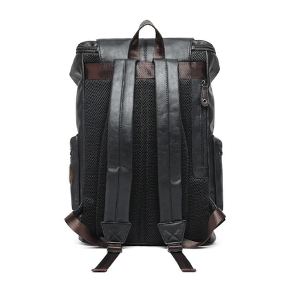 Black Pu Leather Cool Backpack For Men&