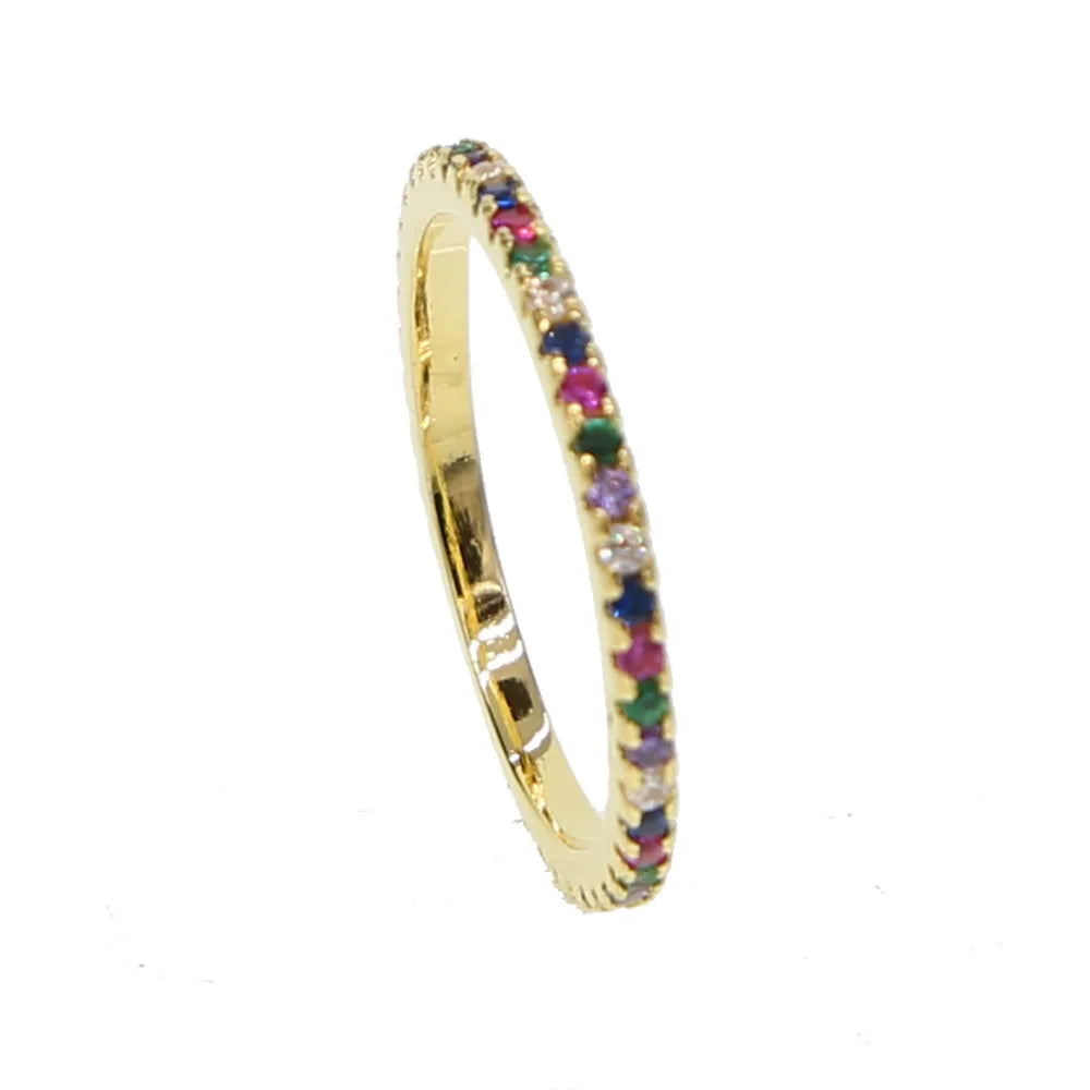 Gold Black Multi Color Rainbow Finger Ring Charm jewelry 