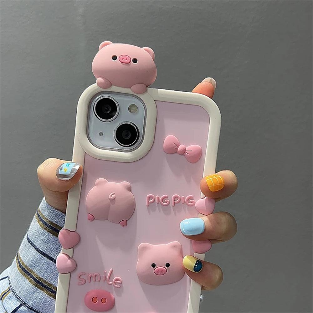 Cute Phone Cases For iPhone 11, 12, 13, 14, 14 Plus, or Pro Max - 3D Cartoon - Silicone Soft Cover - TSP250