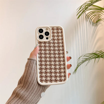 Cute Phone Cases For iPhone 15/14/13/12/11/SE/7/8  - Cloth Lattice Grid - TSP321