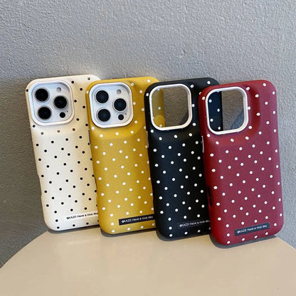 Cute Phone Cases For iPhone 16, 11, 12, 13, 14 Plus, 15 Pro Max - Heavy Armor Polka Dot - Gorgeous Cover - IC4001