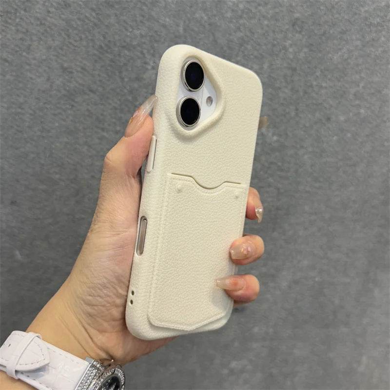 Cute Phone Cases For iPhone 16, 15, 13, 14 Pro Max - Card Slot Wallet - Soft Matte Leather Cover Shell - PC9010 - Touchy Style