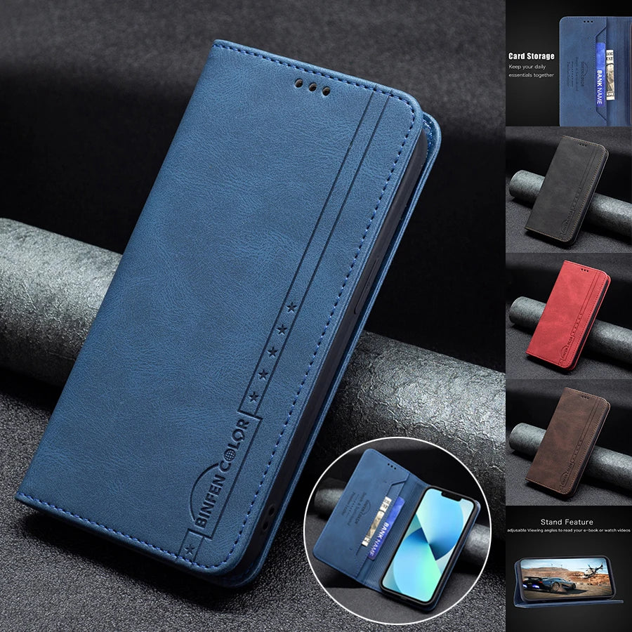 Cute Phone Cases For iPhone 14 Pro Max, 13 Pro Max, 12 Pro Max, and more - Leather Wallet Cover - TSP382