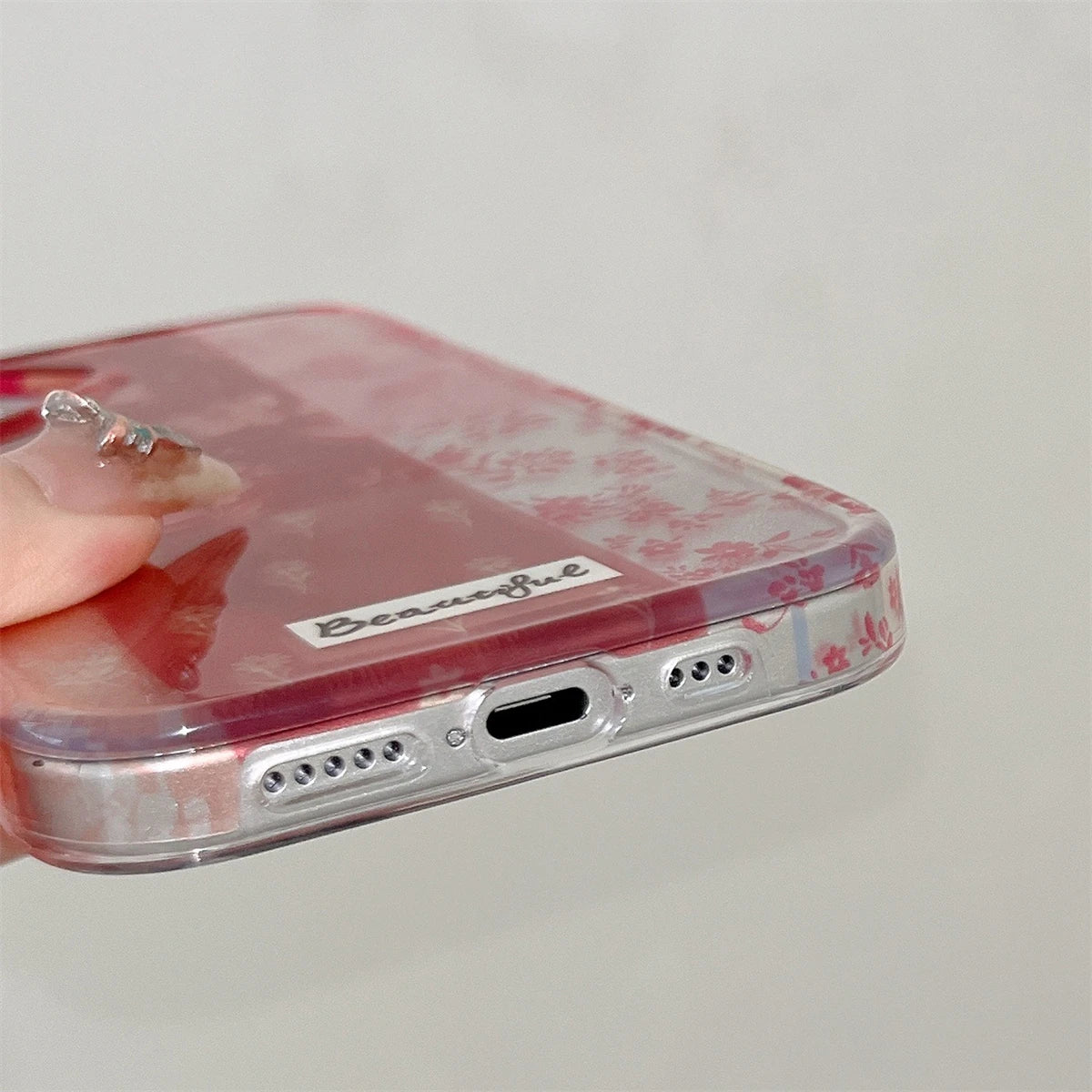 Cute Phone Cases for iPhone 16, 15, 14, and 13 Pro Max - 3D Rose, Splicing Lattice Cover - TSP442