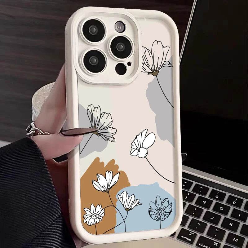 Cute Phone Cases For iPhone 15, 16 Pro, 14, 13, 12 Pro Max, 15 Plus, 11 - Lotus Pattern - Soft TPU Cover - PC0420 - Touchy Style