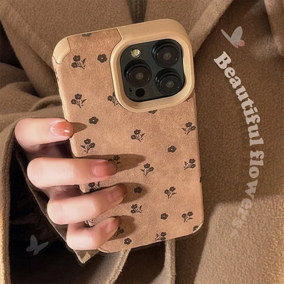 Cute Phone Cases For iPhone 16 15 14 13 12 11 Pro XS Max XR X 15 Plus 16 Pro Max - Line Flower Sunflower Pattern - Leather Matte Cover