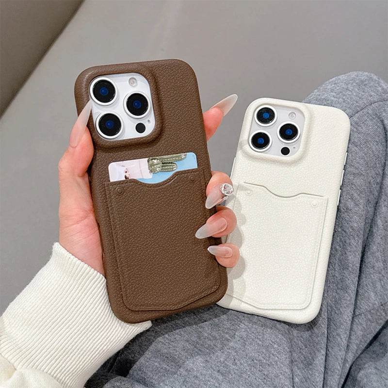 Cute Phone Cases For iPhone 16, 15, 13, 14 Pro Max - Card Slot Wallet - Soft Matte Leather Cover Shell - PC9010 - Touchy Style