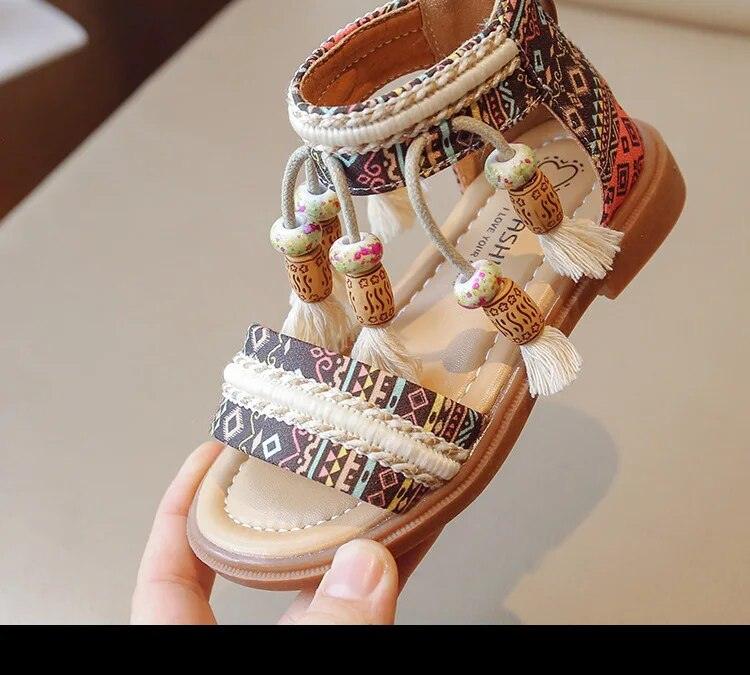 Girls fringe online sandals