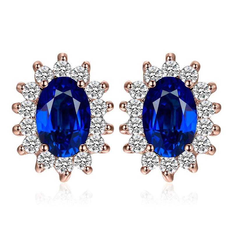 JPECJ258 Stud Earrings Charm Jewelry - Created Sapphire Ruby 925 Sterling Silver