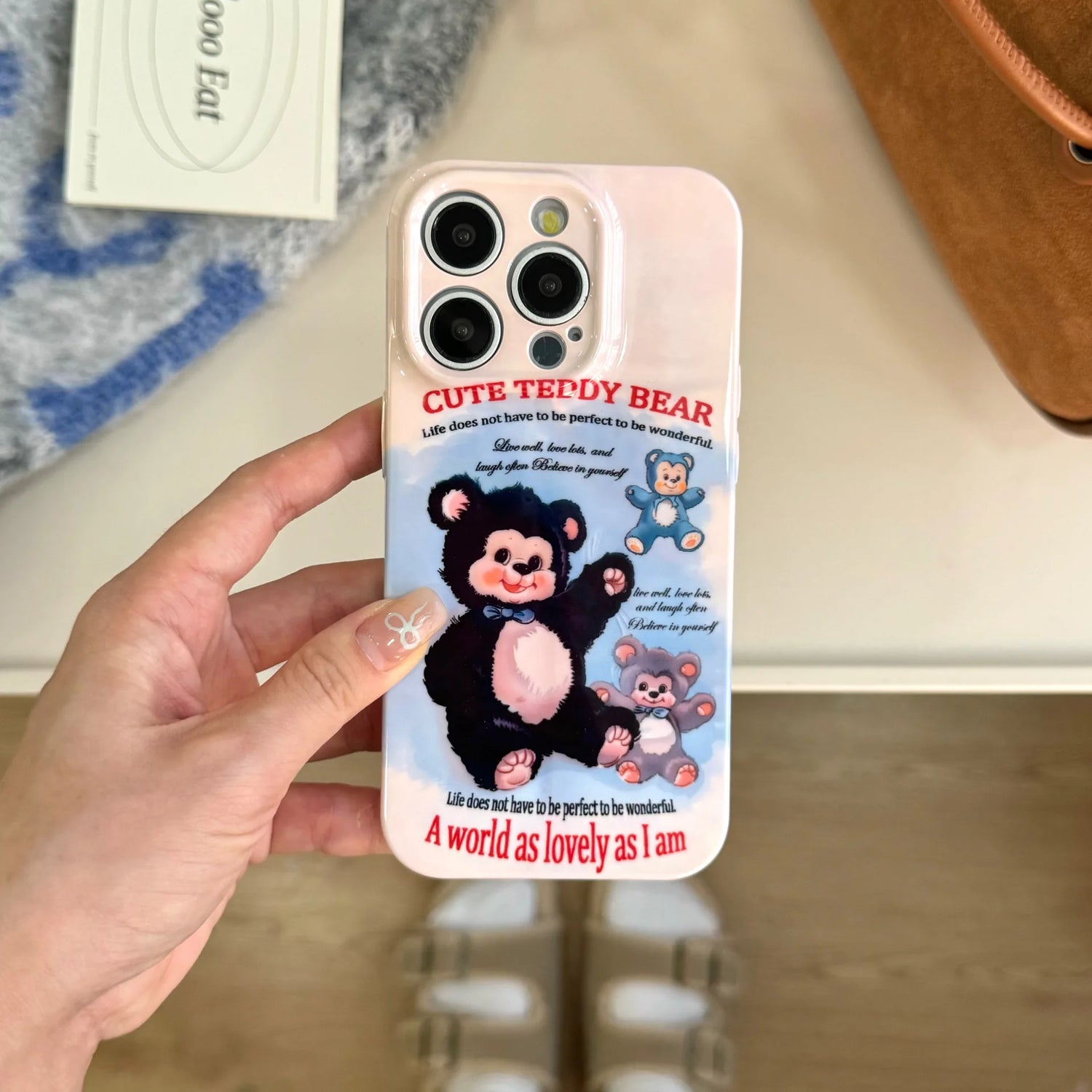 Cute Phone Cases For iPhone 16, 15, 14, 13, 12, 11 Pro Max - Plush Bear Doll Art - Cartoon Sweet Cover - CC7121