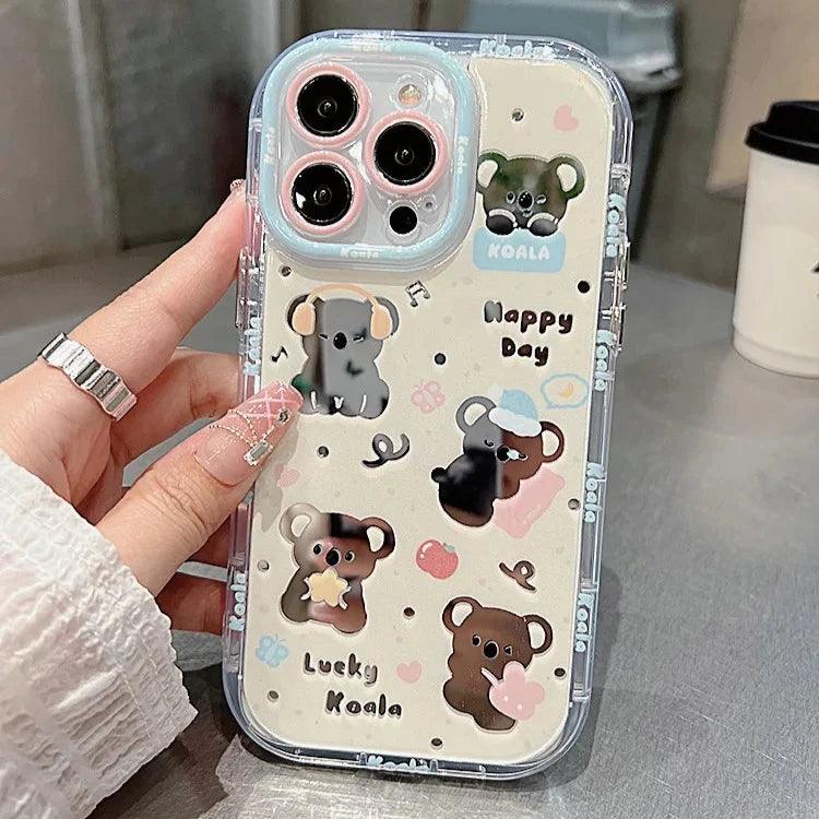 Cute Phone Cases for iPhone 15, 14, 13, 11, and 12 Pro Max - Lucky Koala - Hard Acrylic Mirror - TSP276