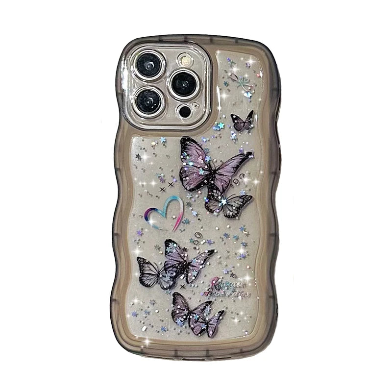 Cute Phone Cases: Bling Glitter Butterfly Bumper for iPhone 7-15 Pro Max - TSP308