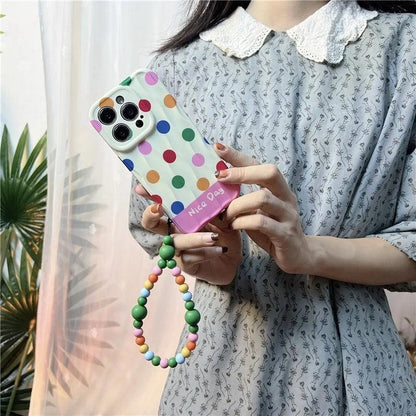 Cute Phone Cases for iPhone 11, 12, 13, 14, and 15 Pro Max - Rainbow Dots - Glossy Cover - TSP272