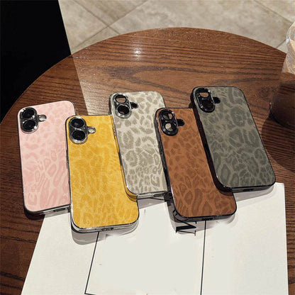 Cute Phone Cases For iPhone 16, 14, 15, 13, 12, 11 Pro Max - Electroplated Leopard Print Matte Cover - PC4230 - Touchy Style