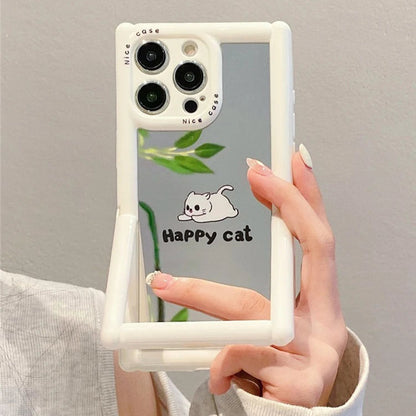 TSP104 Cute Phone Cases For iPhone 11, 12, 13, 14, and 15, Pro Max and 15 Plus - Cartoon Cat Dog Pattern - Invisible Kickstand Holder