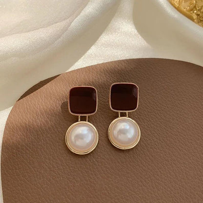 Charming Korean Earrings with White Pearls for Women - Charm Jewelry R1240