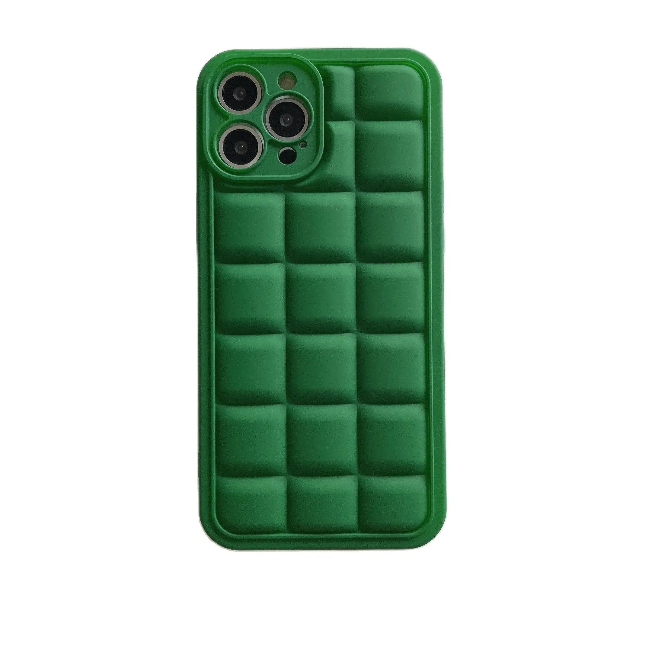 Green 3D Square Cube Plating Cute Phone Cases For iPhone 14 13 12 11 Pro Max XS X XR 14 Plus