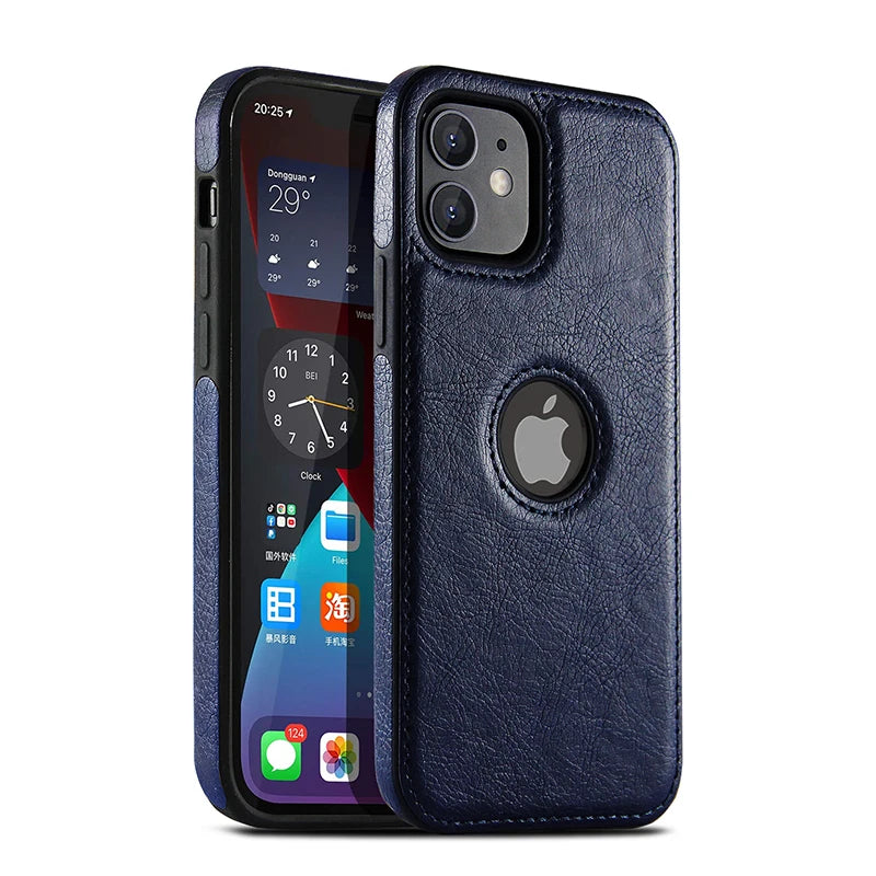 PU Leather Logo Hole Cute Phone Cases For iPhone 14 13 12 11 Pro XS MAX