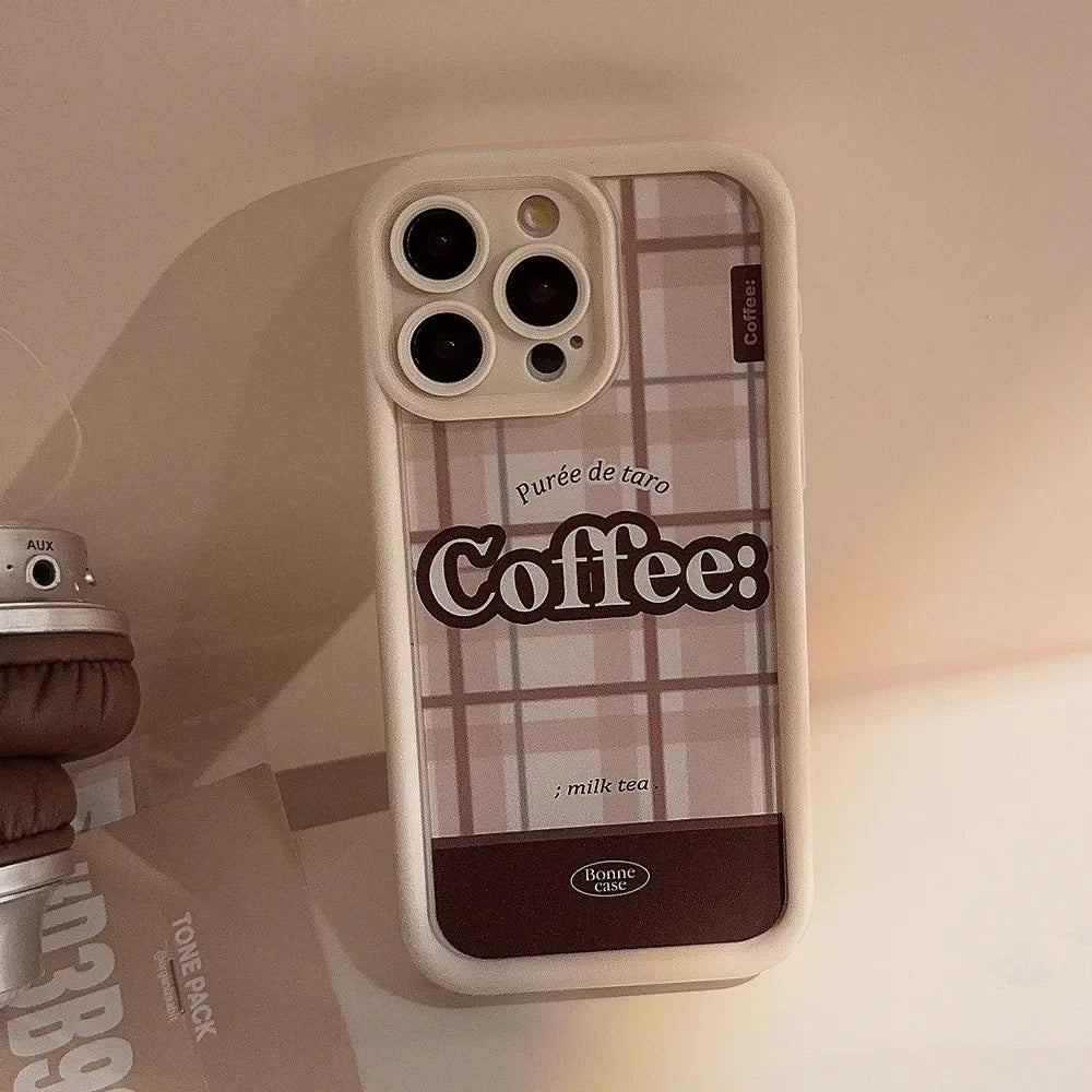 Cute Phone Cases For iPhone 16, 15, 14, 13, 12, 11 Pro Max, Xr, 16 Plus - Coffee Chocolate Plaid Stripes Art Soft Cover - CC6411