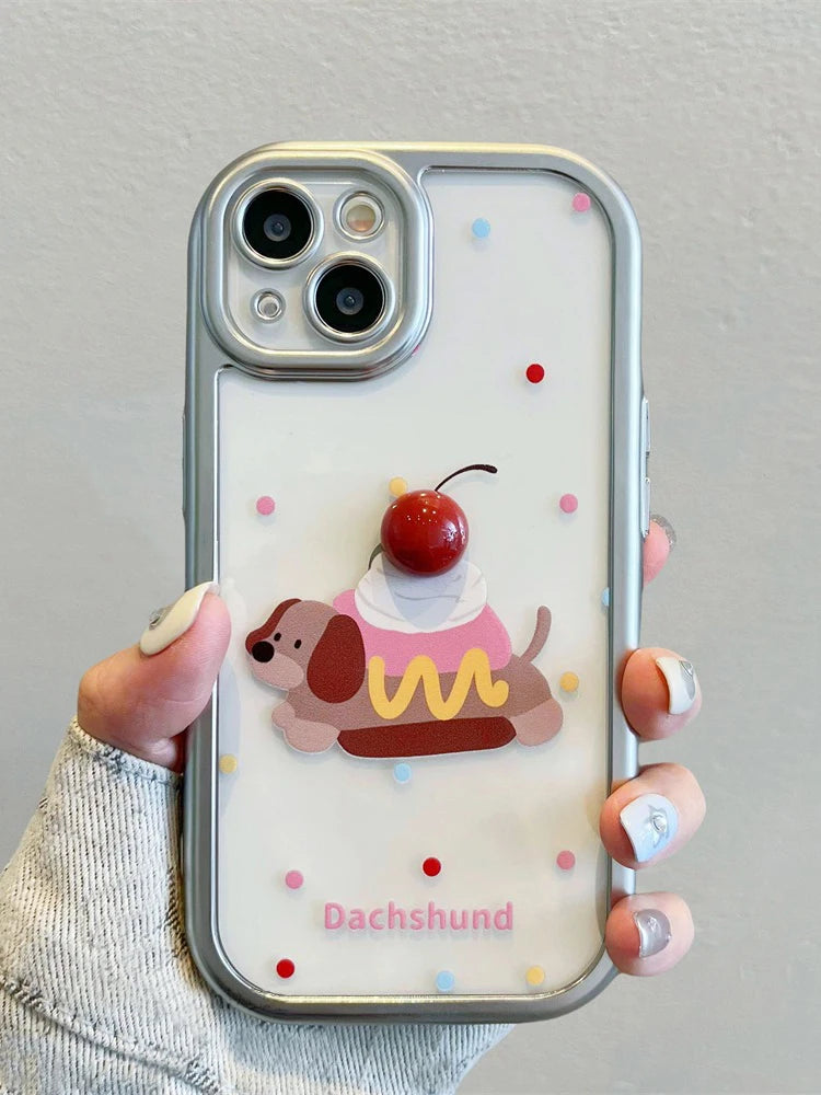 Cute Phone Cases: Kawaii Dachshund Puppy Transparent Case for iPhone 15-11 Pro Max - TSP303