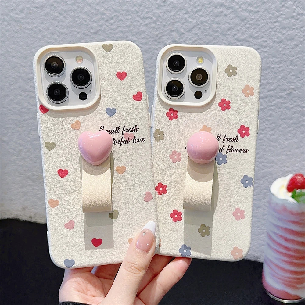 Cute Phone Cases for iPhone 15, 14, 13, 12 Pro Max, 11 - Colorful Heart, Polka Dot, Flower Ring Holder - TSP428