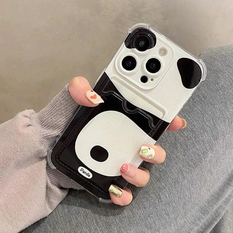 Cute Phone Cases for iPhone 15 Pro Max, 14, 13, 12, and 11 - Lovely Panda - Card Slot - TSP267