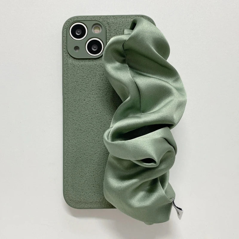 Cute Phone Cases For iPhone 11, 12, 13, 14, 15, and 16, including Pro, Pro Max, XR, X, and XS Max - Silk Lanyard or Wrist Chain - TSP483