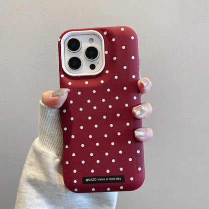 Cute Phone Cases For iPhone 16, 11, 12, 13, 14 Plus, 15 Pro Max - Heavy Armor Polka Dot - Gorgeous Cover - IC4001