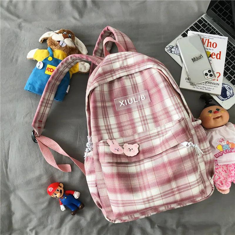 TSB30 Cool Backpacks - Fashion Plaid Nylon Travel Bag for Girls - Touchy Style