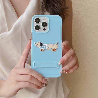 Cartoon Dog Cute Phone Case for iPhone 15, 14, 13, 12, and 11 Pro Max - Invisible Bracket with Built-in Stand - TSP212