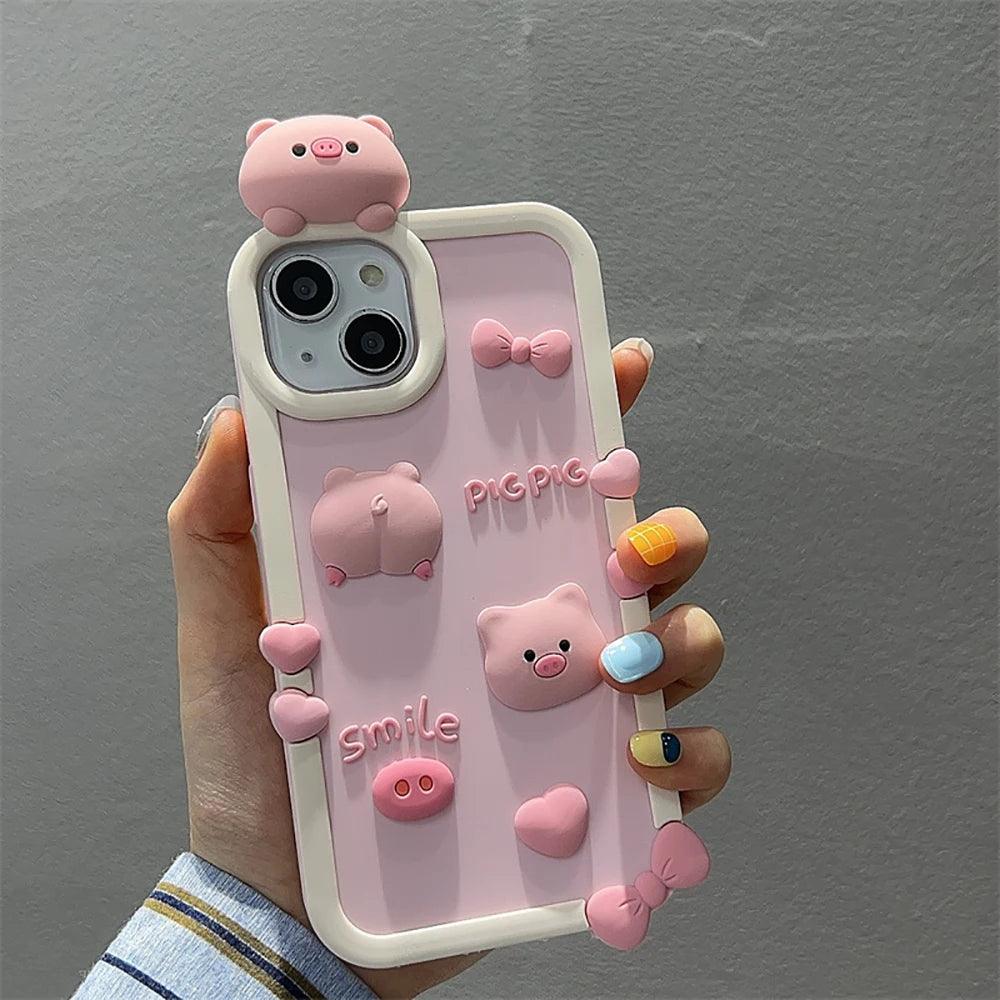 Cute Phone Cases For iPhone 11, 12, 13, 14, 14 Plus, or Pro Max - 3D Cartoon - Silicone Soft Cover - TSP250