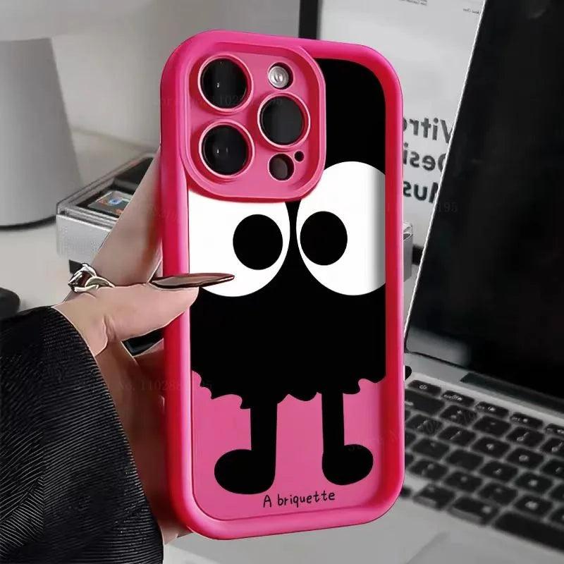 TSP142 Cute Phone Cases for Galaxy A55, A35, A25, A54, A34, A24, A73, A53, A33, A23, A71, A51, A31, A21, A50, A72, A52, A32, A22, A14, A13, and A12 - Big Eyes Cartoon Pattern - Touchy Style