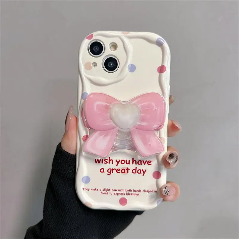 Pink Tulip Rabbit Cute Phone Case With Holder For iPhone 15, 14 Plus, 7, 8, X, XS, XR, 11, 12, and 13 Pro Max - B Pattern