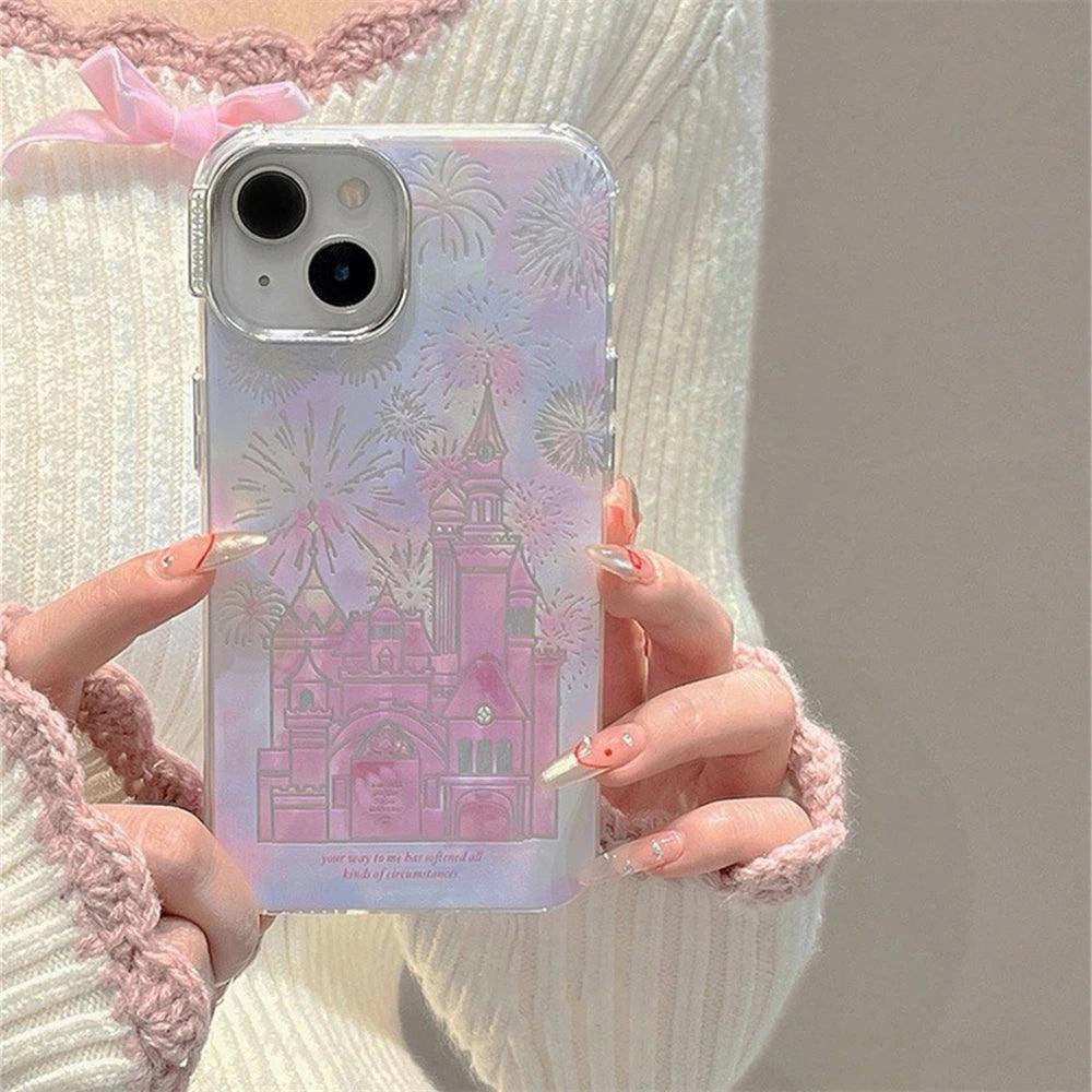 TSP1 Cute Phone Case for iPhone 15, 14, 13, or 12 Pro Max - Fireworks Ferris Wheel Pattern