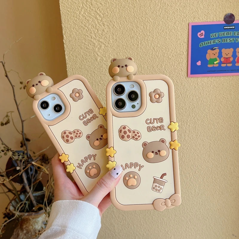 Cute Phone Cases For iPhone 11, 12, 13, 14, 14 Plus, or Pro Max - 3D Cartoon - Silicone Soft Cover - TSP250