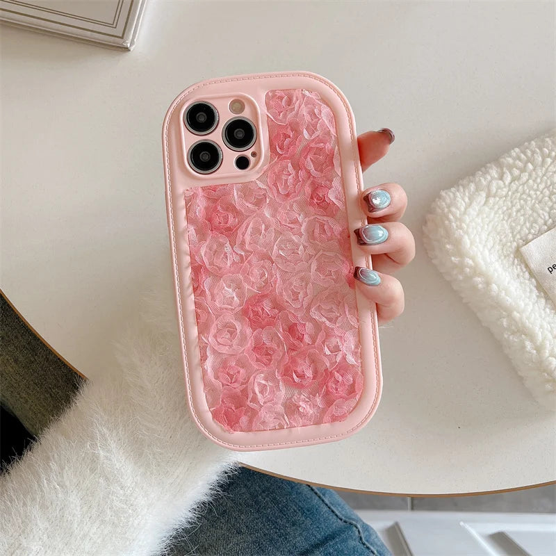 Cute Phone Cases for iPhone 15 Pro Max, 15 Plus, 14, 13, 12, and 11 - Pink Flowers - Girly Back Cover - TSP259